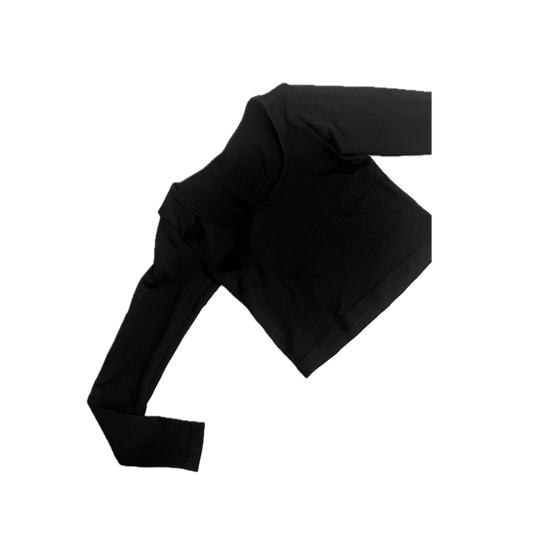 Crops Ribs - Manga Larga -  Negro